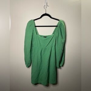 NWT J. Crew Green Squareneck Soft Gauze Dress Smocked Back Spring Summer